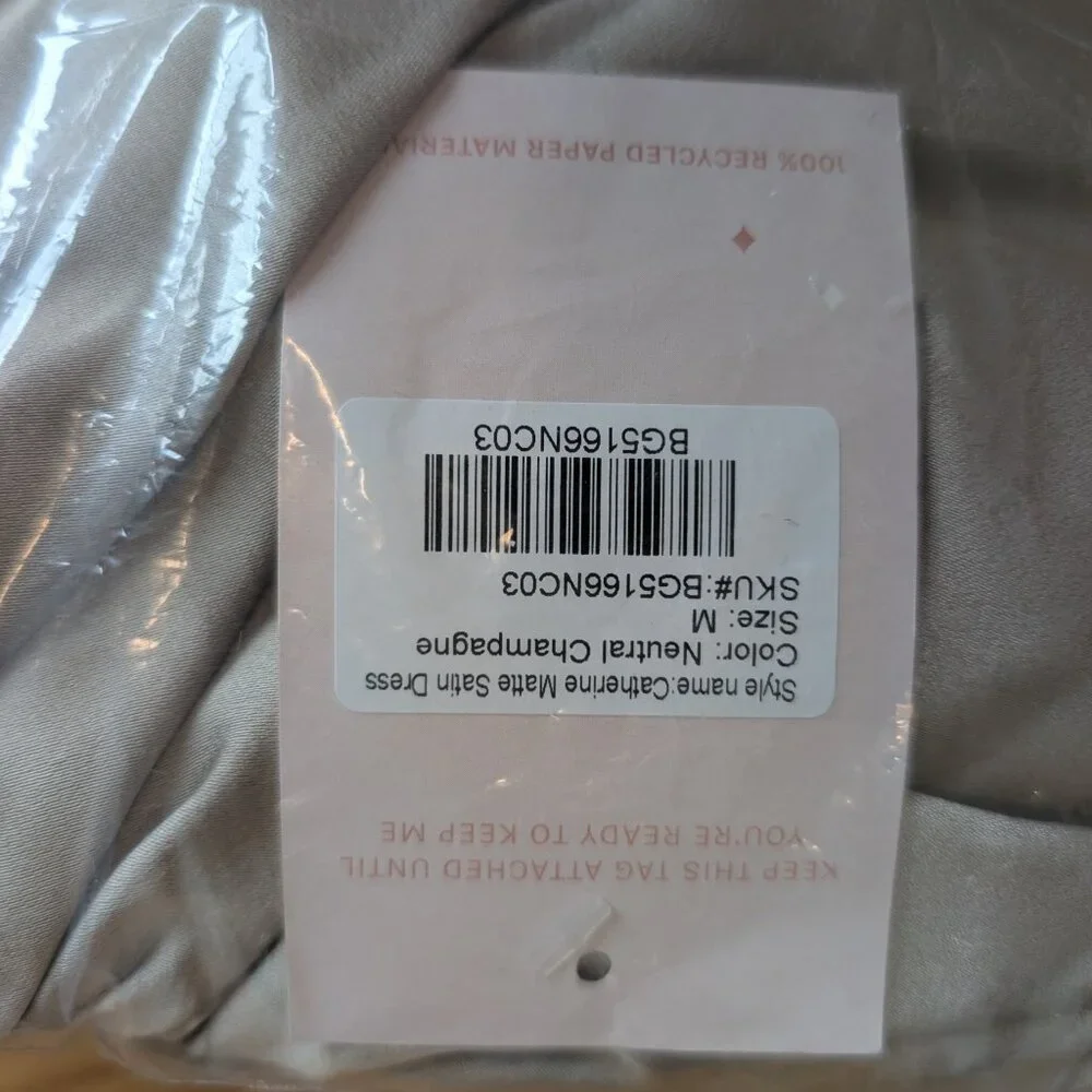 NEW Birdy Grey Catherine Matte Satin Dress in Neutral Champagne (Size Medium) - Picture 4 of 6